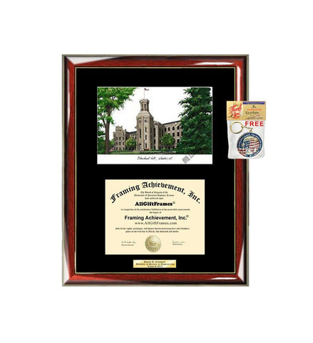 North Central College NCC Diploma Frame Lithograph Premium Wood Glossy Prestige Mahogany with Gold Accents Single Black Matted University Graduation Diploma Frame