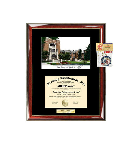 Purdue University Diploma Frame Lithograph Graduation Gift Plaque Certificate Framing Single Black Matted University Diploma Frames