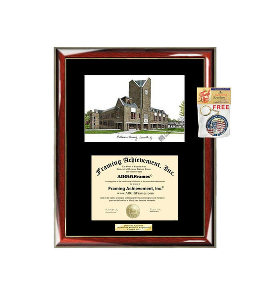 AllGiftFrames Bellarmine University Diploma Frame Lithograph Degree Graduation Framing Black Matted Engraved Custom University Graduate Gift Holder Case