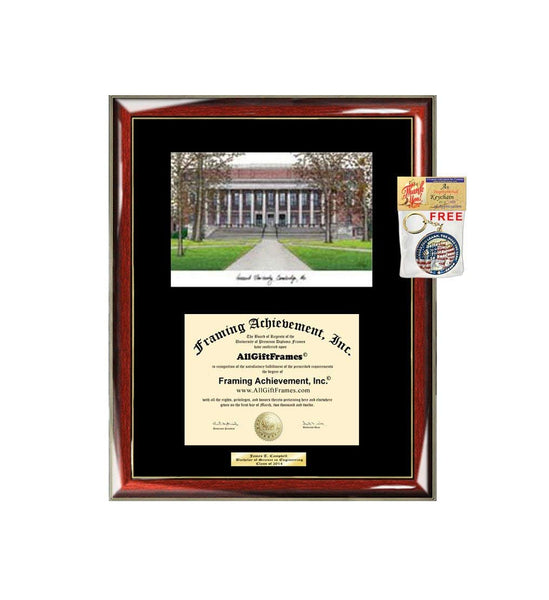AllGiftFrames Harvard University Diploma Frame Lithograph Degree Graduation Framing Black Matted Engraved Custom University Graduate Gift Holder Case