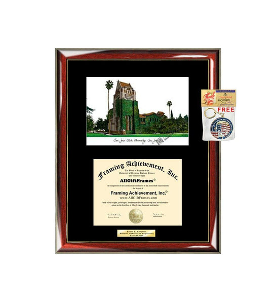 San Jose State University Diploma Frame Lithograph SJSU Degree Graduation Frames College Certificate Plaque Graduate Gift Single Black Mat University Diploma Frames