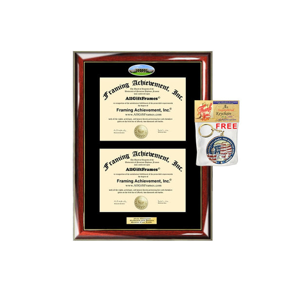 Double Diploma Frame UNO University of New Orleans Dual Degree Holder Engraving Framing Two Certificate Holder Graduation Gift Bachelor Master MBA