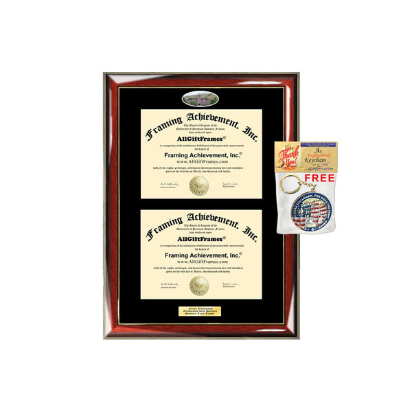 Double Diploma Frame University of Montana Dual Degree Holder Engraving Framing Two Certificate Holder Graduation Gift Bachelor Master MBA