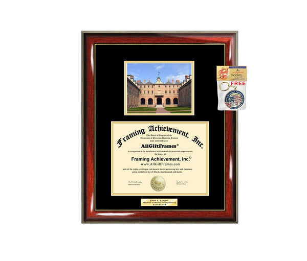 Diploma Frame College of William & Mary WM Campus Photo Graduation Graduation Gift Idea Engraved Picture Frames Engraving Degree Large Document Cheap Graduate Graduate Degree