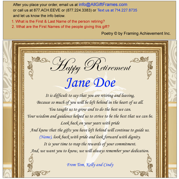 Happy Retirement Wishes for Coworker, Colleague, Boss, Friend Farewell Retiring Sayings Poem Retiring Walnut Plaque