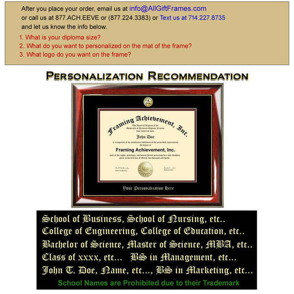 University Diploma Frame Gold Embossing College Major Degree Seal College Graduation Degree Frames Top matted Black Inner mat Maroon