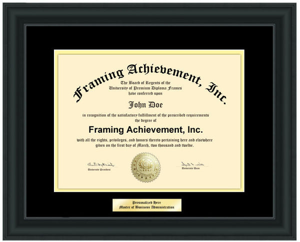 University Diploma Frames Graduation College Frames with Engraving Plate Certificate Frames Top matted Black Inner Gold Satin Rich Black