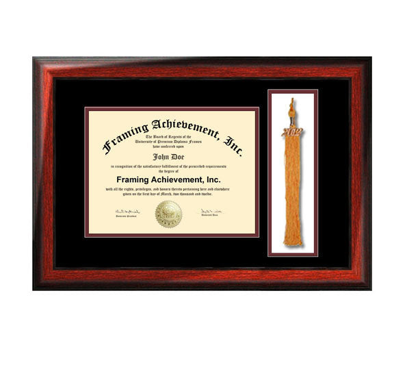 Graduation Tassel Holder Diploma Frames College Degree Framing Top mat Black Inner Maroon Satin Rich Mahogany Diploma Tassel High School