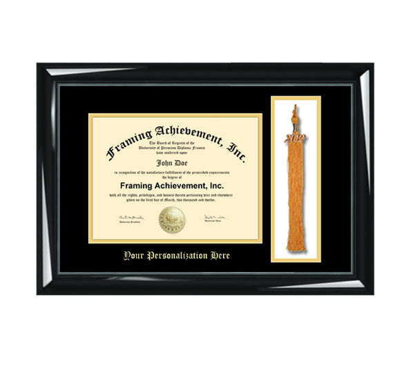 Tassel College Frames University Diploma Frame Top mat Black Inner mat Gold Personalized Gold Embossed Glossy Black Frame Graduation Gifts