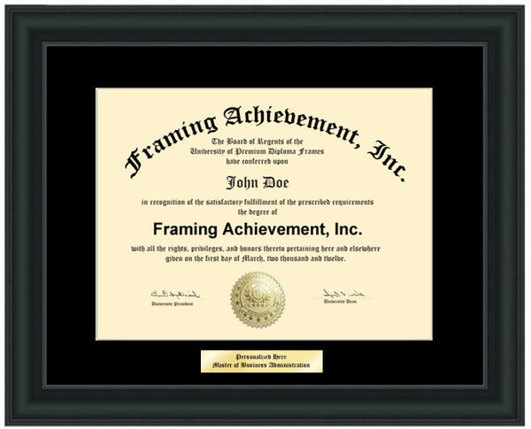 College Diploma Frame Engraving Plate Black Mat - Satin Black Graduation University Frames - Graduation Diploma Framing Certificate Plaques