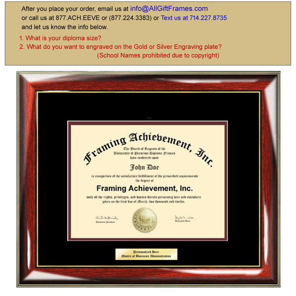 Graduation Diploma Frames - College Diploma Framing Gifts Certificate Frames Top matted Black Inner Maroon Glossy Prestige Gold Accents