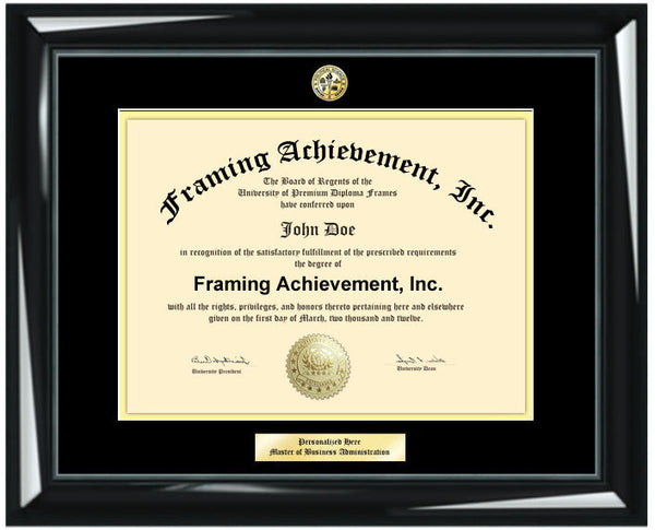 University Diploma Frames Graduation Gifts Graduates Glossy Majestic Black College Diploma Frame Top mat Black Inner mat Gold Degree Framing