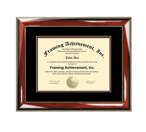 Certificate Frame University Diploma Frames High School Degree Graduation Glossy Prestige Mahogany Gold Top matted Black Inner mat Maroon