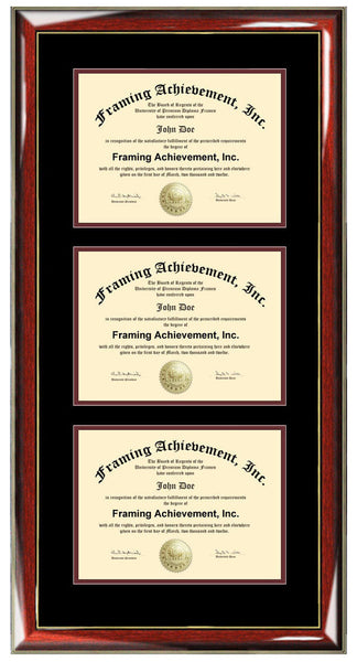 Triple Diploma Frame Certificate University College Plaque Document Holder Framing Three Degree