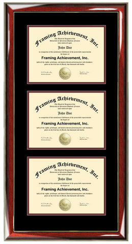 Triple Diploma Frame Certificate University College Plaque Document Holder Framing Three Degree