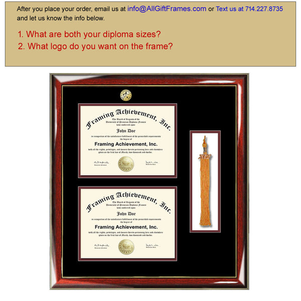 Graduation tassel diploma frame college major logo double degree plaque holder two documents framing certificate tassel box shadowbox gift