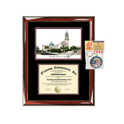University of San Diego diploma frames lithograph USD frame campus image sketch certificate framing graduation degree gift college graduate