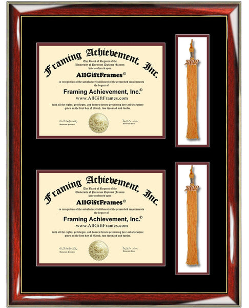 Double Graduation Tassel Box Two Diploma Frame with Dual Degree College University Document Framing Tassle Holder Case Plaque Shadowbox