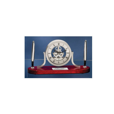 Personalized Clock Pen Gift Set Desk Table Da Vinci Shelf Clock with Silver Engraving Employee Recognition Retirement Boss Coworker Gift