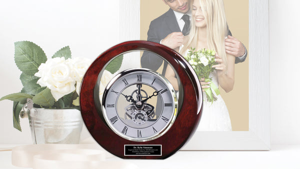 Personalized Lunar Desk Clock Design Black See Through Gear Display Appreciation Employee of The Year Business Gift Engineer Company Award